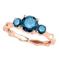thumbnail image 1 of 1 Carats Blue Three Stone Round Diamond Ring 10K Solid Rose Gold, 1 of 2