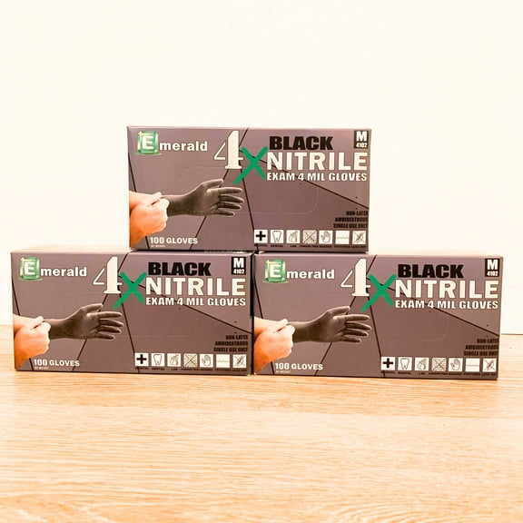 Emerald 4X Black Nitrile Gloves – 4 Mil (Case of 1,000 Gloves)
