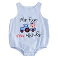 thumbnail image 2 of YWIYIUD Baby My First 4th of July Romper Letter Embroidered Sleeveless Jumpsuit Casual Infant Overalls for Boys Girls InfantClothes Cute Toddler Girl Clothes Gift Set Blue 3-6 Months, 2 of 6
