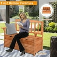 thumbnail image 4 of Outdoor Wood Storage Bench, Wooden Large Deck Box with Seating & Armrest, Waterproof Patio Organizer Loveseat for Garden Porch Deck Backyard Poolside, Natural, 4 of 7