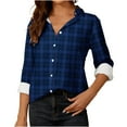 thumbnail image 3 of 2024 Autumn and Winter Fashion Plaid Jackets for Womens Plus Size Long Sleeve Plaid Shirt Tunic V-Neck Casual Pullover Blouses Tops, 3 of 6