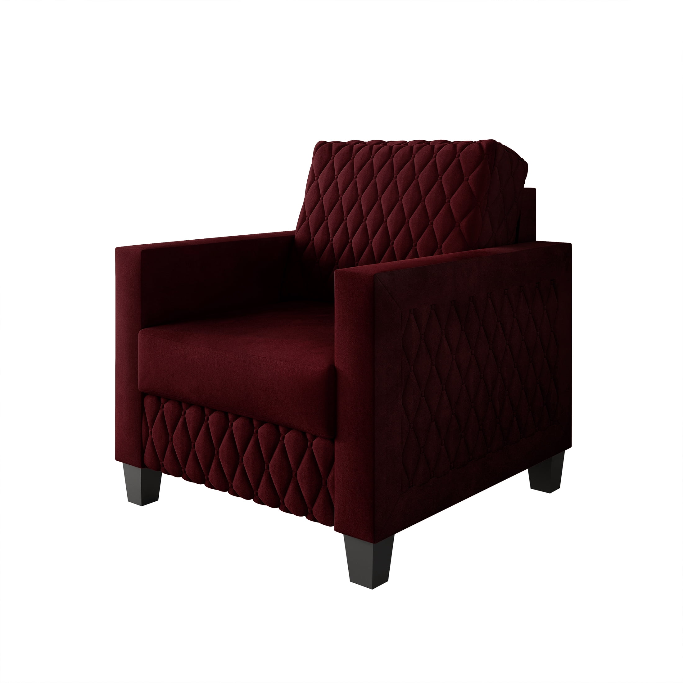 Castle Place Modern Luxe Velevet Diamond Tufted Upholstered Chair, Red