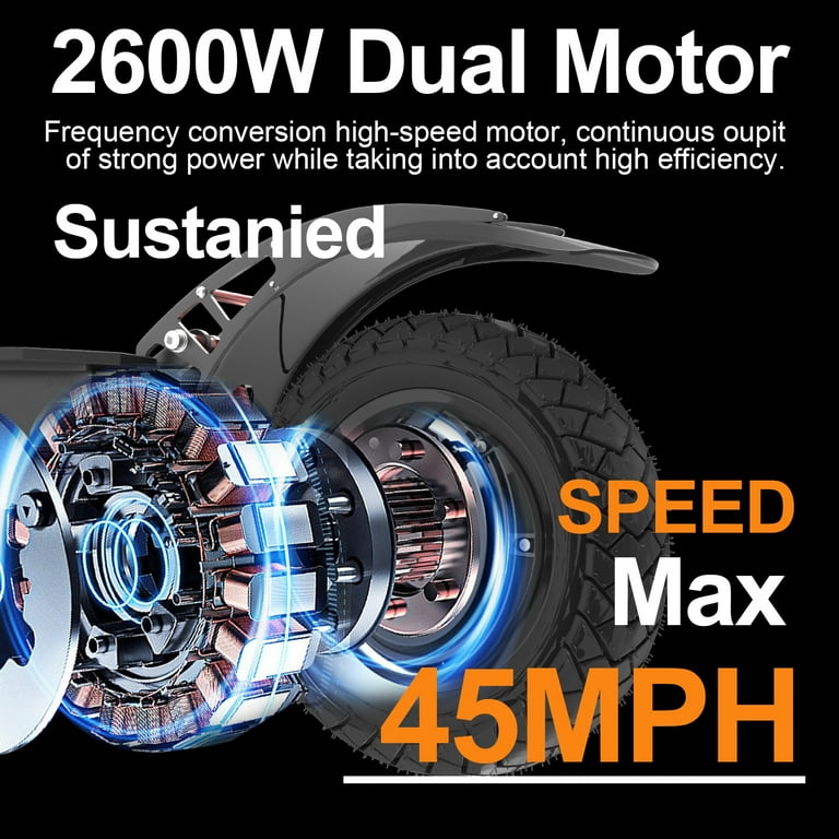 JUEXING 60V Off-Road Electric Scooter, 2600 Watt Dual Motor JUEXING 60V Off-Road Electric Scooter, 2600 Watt Dual Motor
