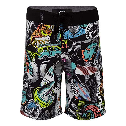 Hurley Boys Pull On Board Shorts 5 Black//Stickers
