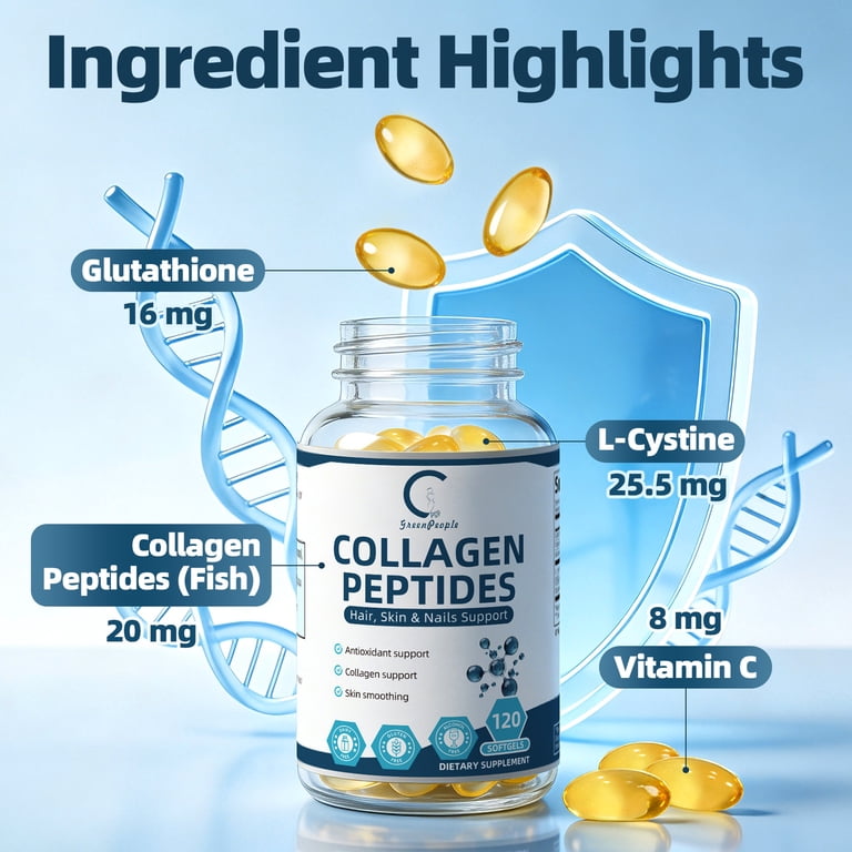 glutathione tablets 5000mg Multi Collagen Capsules with Biotin & Vitamin C - 5 Types (I, II, III, V, X) Natural Supplements for ADHD Research Supplies Package:Kit (10 vials)