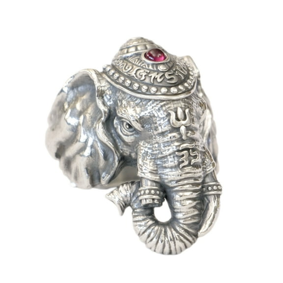 LINSION 925 Sterling Silver Details Elephant Ring Punk Jewelry TA505 US Size 9