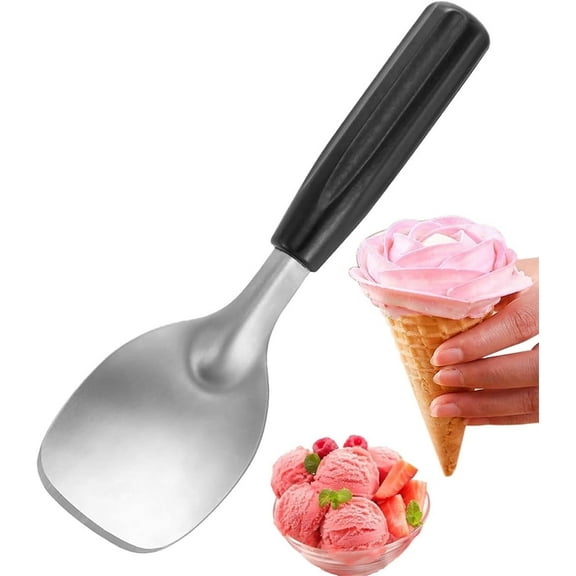 NOGIS Ice Cream Spade,Ice Cream Scoop,Stainless Steel Ice Cream Paddle with Plastic Handle,Heavy Duty & Durable Bend Proof Ice Cream Scooper Butter Cutter(Black)