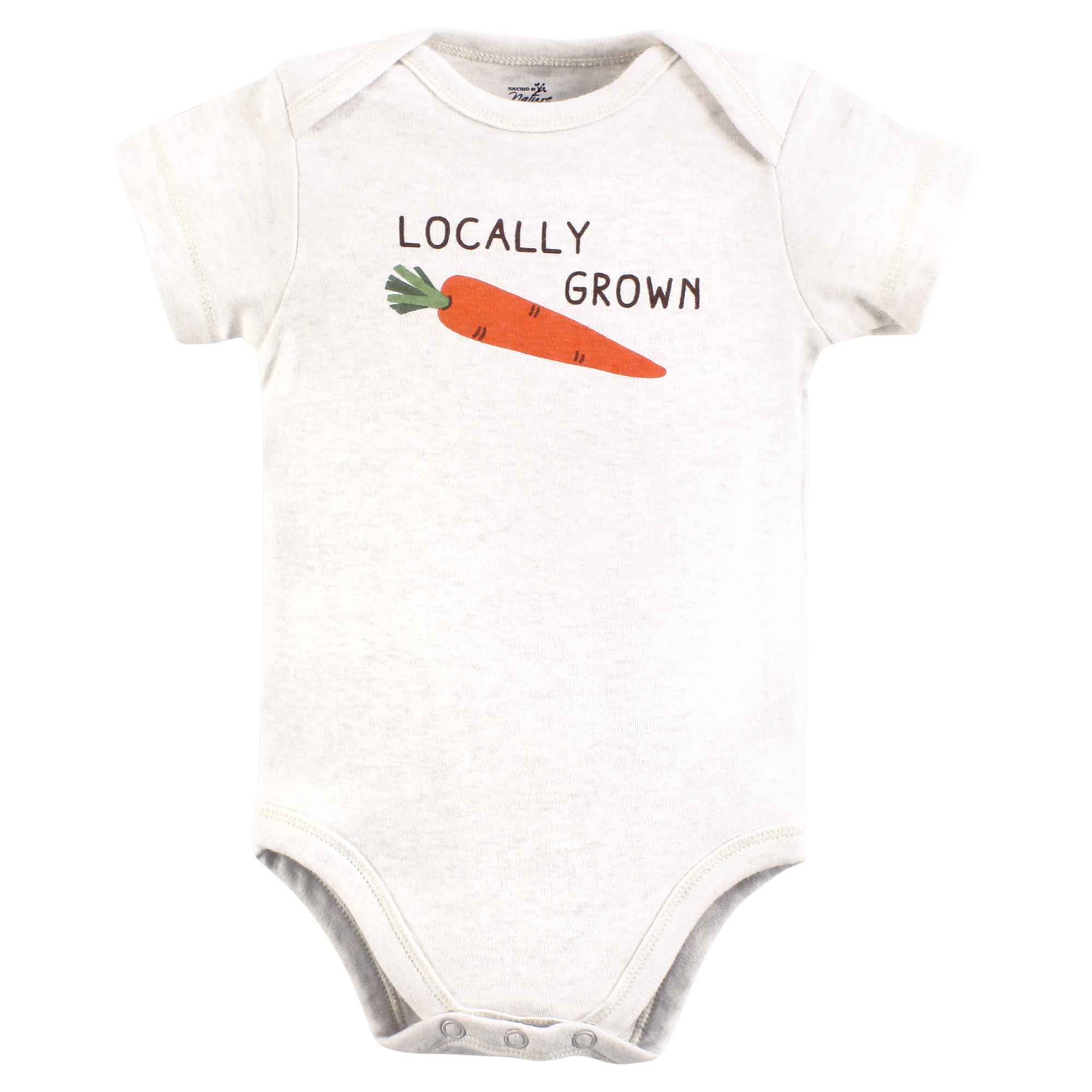 Touched by Nature Unisex Baby Organic Cotton Bodysuits, Happy Veggies, 18-24 Months
