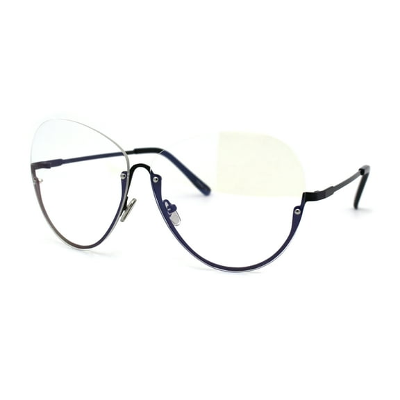 Womens Upside Down Half Rim Butterfly Metal Rim Fashion Eyeglasses Black