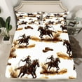 thumbnail image 2 of jejeloiu Western Cowboy Hats Twin Sheet Sets,Rustic Farmhouse Horse Twin Fitted Sheet,Brown White Flat Sheet For Boys Kids,Super Cozy Room Decor,3-Piece, 2 of 7