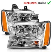 AmeriLite for Chevy 2007-2013 Tahoe/Suburban/Avalanche Factory Style Replacement Headlights Pair - Driver and Passenger Side