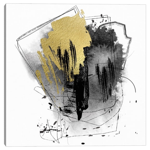 Masterpiece Art Gallery Confusion Gold Abstract Canvas Art Print, 35" x 35", by Nikki Chu