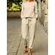 thumbnail image 3 of Trajes De Pantalón Informales Conjunto De Dos Piezas, Blusas Sólidas De Manga Larga Y Pantalones Sueltos De Talle Alto Trajes, Ropa De Mujer, 3 of 4