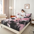 thumbnail image 4 of Homewish Black Pink Flowers 4 Pieces Queen Sheet Sets For Teens Boys Girls,Abstract Watercolor Artwork Ultra Soft Flat Sheet,Retro Vintage Queen Fitted Sheet,Luxury Bedroom Decor, 4 of 7