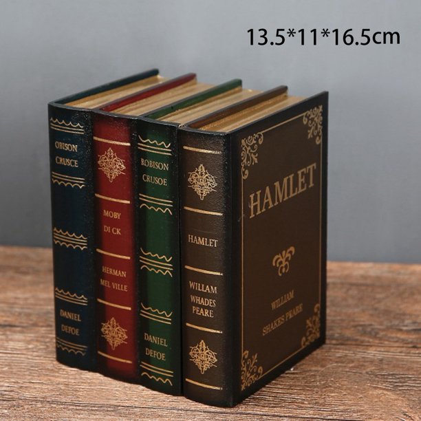 Wood Vintage Decorative Fake Book Hiddien Secret Storage Box Book Shelf