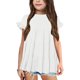 thumbnail image 3 of Gibobby Blusas Para Mujeres Camisetas para niñas pequeñas con volantes de manga corta con cuello redondo, blusa suelta de verano de Color sólido, camisetas informales para niñas（Blanco， 3-4 Años), 3 of 4