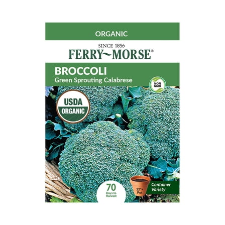 Ferry-Morse Organic 575MG Broccoli Green Sprouting Calabrese Annual Vegetable Seeds, Full Sun