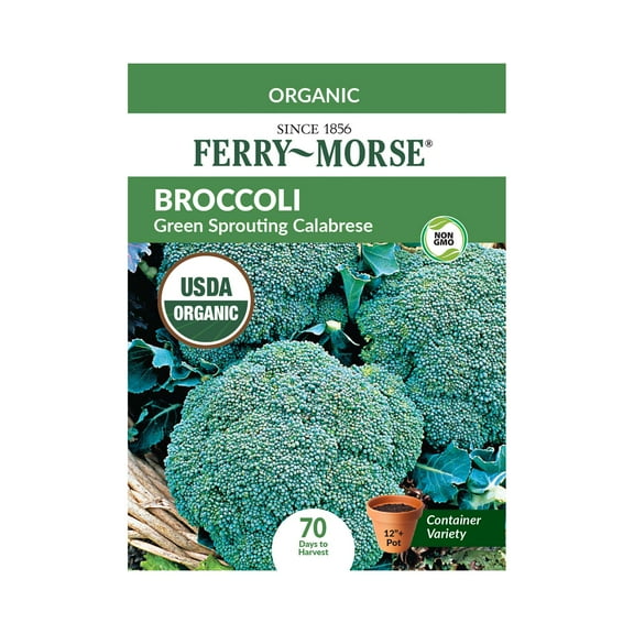 Ferry-Morse Organic 575MG Broccoli Green Sprouting Calabrese Annual Vegetable Seeds, Full Sun
