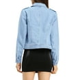 thumbnail image 3 of Allegra K Women's Notched Lapel Long Sleeves Asymmetric Zip Moto Denim Jacket, 3 of 6