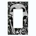 thumbnail image 5 of Metal Light Switch Plate Outlet Cover Skull Rose Flower Gray SKL002, 5 of 13