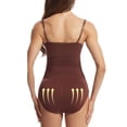thumbnail image 4 of COMVALUE Seamless Tummy Control Hip Butt Lifter Shapewear Waist Trainer Bodysuit Women Clothing Full Body Shaper (Brown, L), 4 of 7