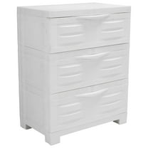 Sunnydaze 29.5" Plastic 3-Drawer Freestanding Storage Drawers, Speckled White w/ Speckled White Trim