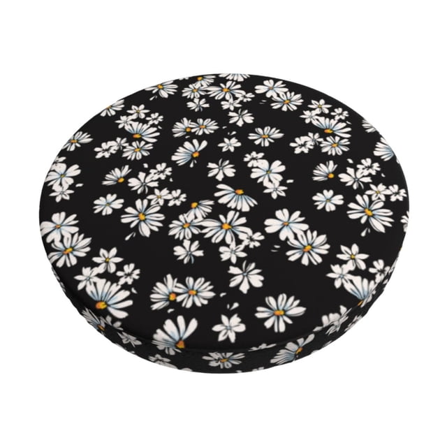 Balery Daisies Flowers Fundas de asiento para taburete de bar redondo de tela de terciopelo ajustables que protegen de arañazos y manchas para sillas de 14 a 17 pulgadas.-14 inch