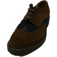 thumbnail image 1 of Eleventy Men's Two-Tone Suede Canvas Wingtip Brown / Navy Ankle-High Sneaker - 9M, 1 of 3