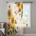 thumbnail image 4 of Sunflower Sheer Curtains 54 Inches Long, Farmhouse Floral Bee Brown Vintage Pink Yellow Light Filering Curtains, Breathable Simi Curtain Privacy Drapes for Kitchen Bathroom Small Window Treatment, 4 of 9