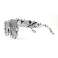 thumbnail image 3 of Colored Mirror White Marble Frame 80s Robotic Shield Sunglasses Silver Mirror, 3 of 4