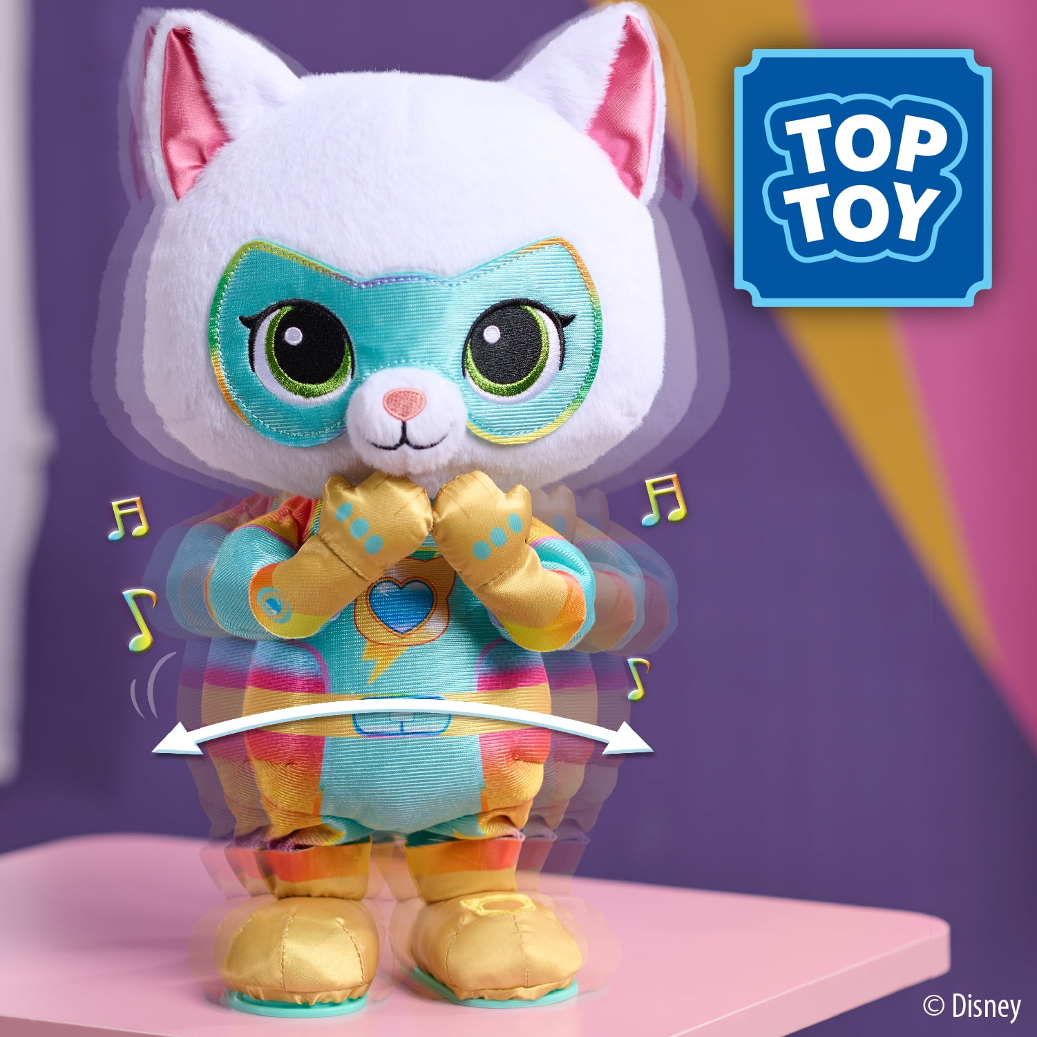 Disney Jr. SuperKitties Oopsie Kitty 13-inch Dancing Bitsy Plush Doll with Sounds and Music, Ages 3+