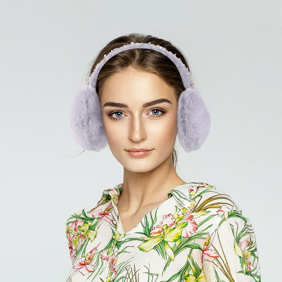 KONTONTY Lavender Heart Shaped Ear Warmers for Women, Outdoor Winter Earmuffs 1 Pack, Soft and Cozy