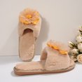 thumbnail image 6 of Yellow Women'S Slip-On Slippers With Plus Velvet Warm Flower Design For Indoor And Outdoor Casual Wear Flock Material Comfort Fit, 6 of 9