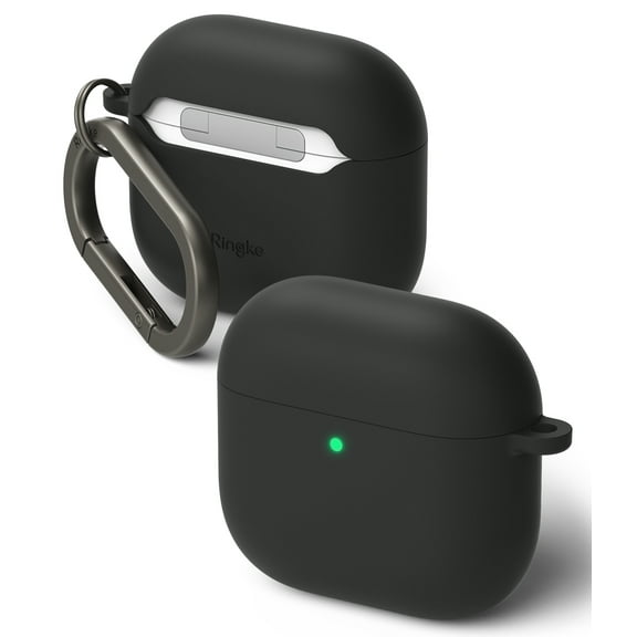 Ringke Silicone for AirPods 4 Case, Lightweight Slim Soft Touch Stain Resistant Cover with Hard PC Frame for AirPods 4th Generation - Black