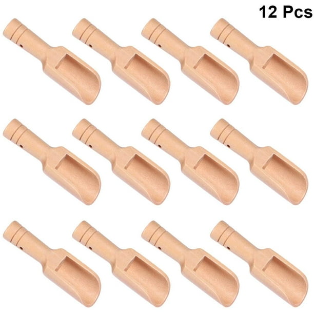 12 Uds. Cucharas pequeñas de madera para sal, cucharas para especias de madera maciza, cucharaditas de miel hechas a mano, especias, azúcar, café, té, mermelada, mostaza, helado, leche