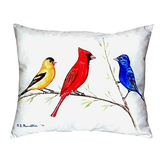 Betsy Drake HJ490 Bird & Roses Large Indoor & Outdoor Pillow - 16 x 20 in.