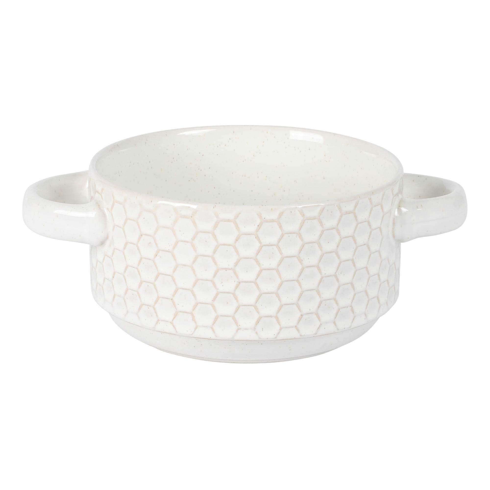 Gibson Elite Reactive Stoneware Soup Bowls with Handles, 6 Inch, Set of 4, White
