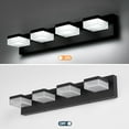 thumbnail image 3 of TICOZE 24.8" Matte Black 4-Light LED Vanity Light - Dimmable Bathroom Fixture with Frosted Acrylic Shades, 24W 6000K Cool White, 3 of 8