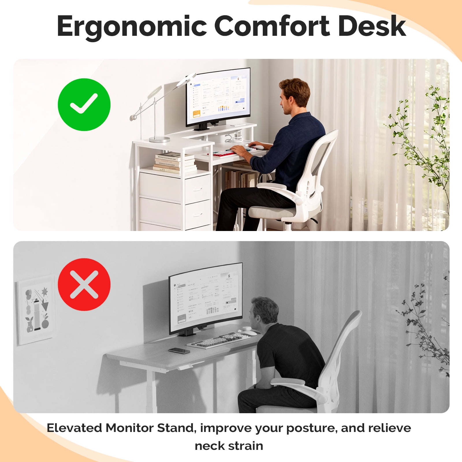 Ktaxon L-Shape Computer Desk with Charging Station 47 Inch Gaming Desk Concer PC Laptop Table with Drawers & Storage Shelves Workstation, White