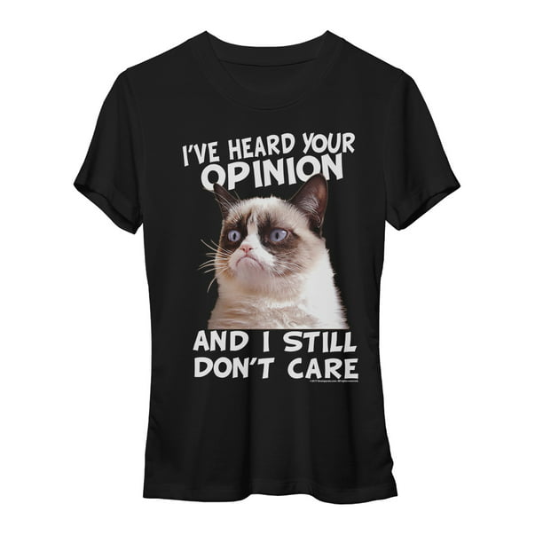 T-Line - Grumpy Cat Opinion Funny Juniors Black T-Shirt Tee - Walmart ...
