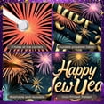 thumbnail image 4 of Colorful Fireworks Happy New Year Banner Golden Lettering New Year Display Dark Night Sky Sparkling Design Festive Backdrop for New Year Party Holiday Celebration Family Gathering, 4 of 9