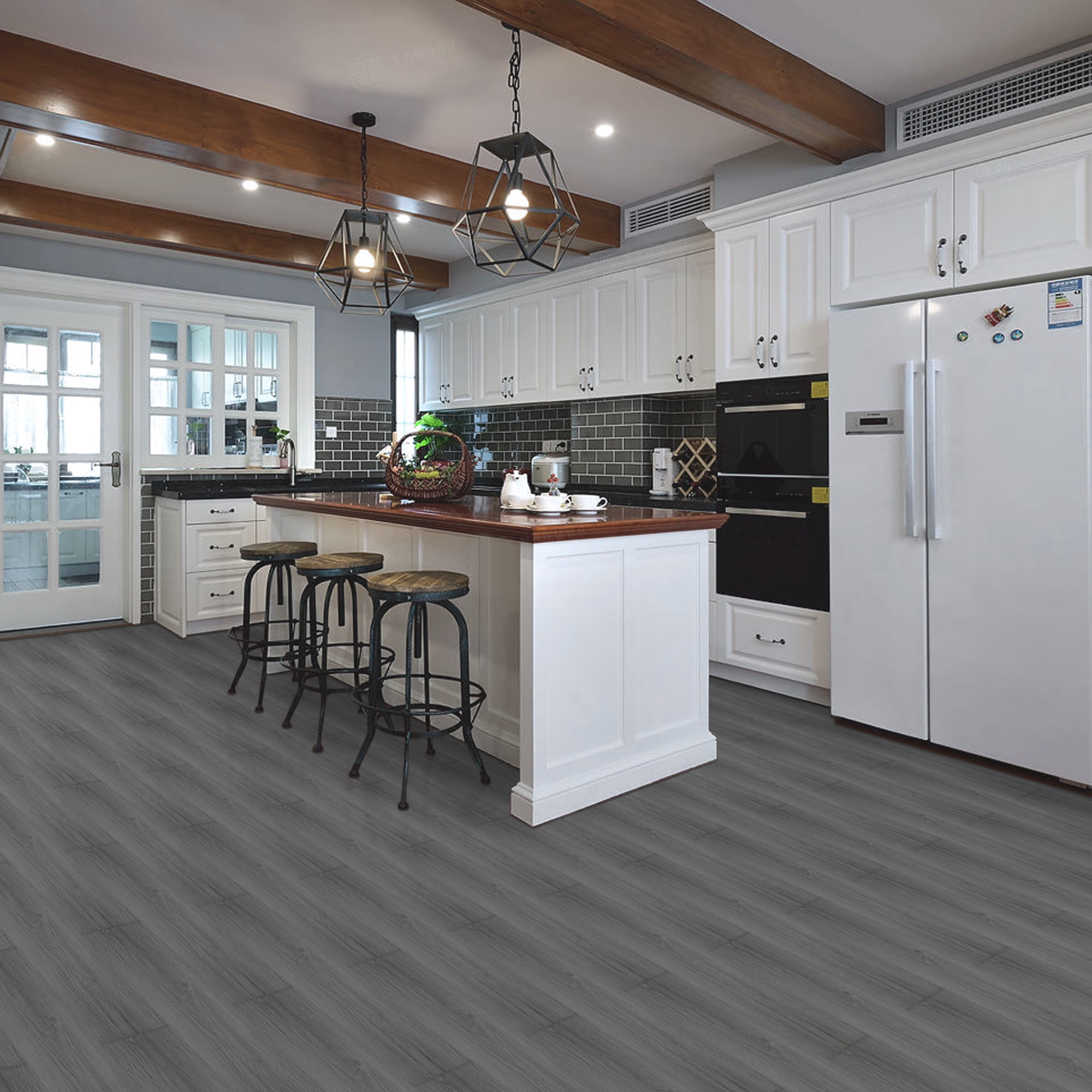 (3 pack) UMIGGEE Gray Peel Stick Flooring 36" x 6" 10 Pieces/Pack Vinyl Wood Look Flooring Thin Tiles, Easy to Install for Bathroom, Kitchen, Living Room