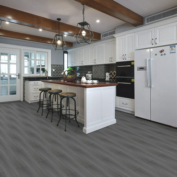 UMIGGEE Gray Peel Stick Flooring 36" x 6" 10 Pieces/Pack Vinyl Wood Look Flooring Thin Tiles, Easy to Install for Bathroom, Kitchen, Living Room