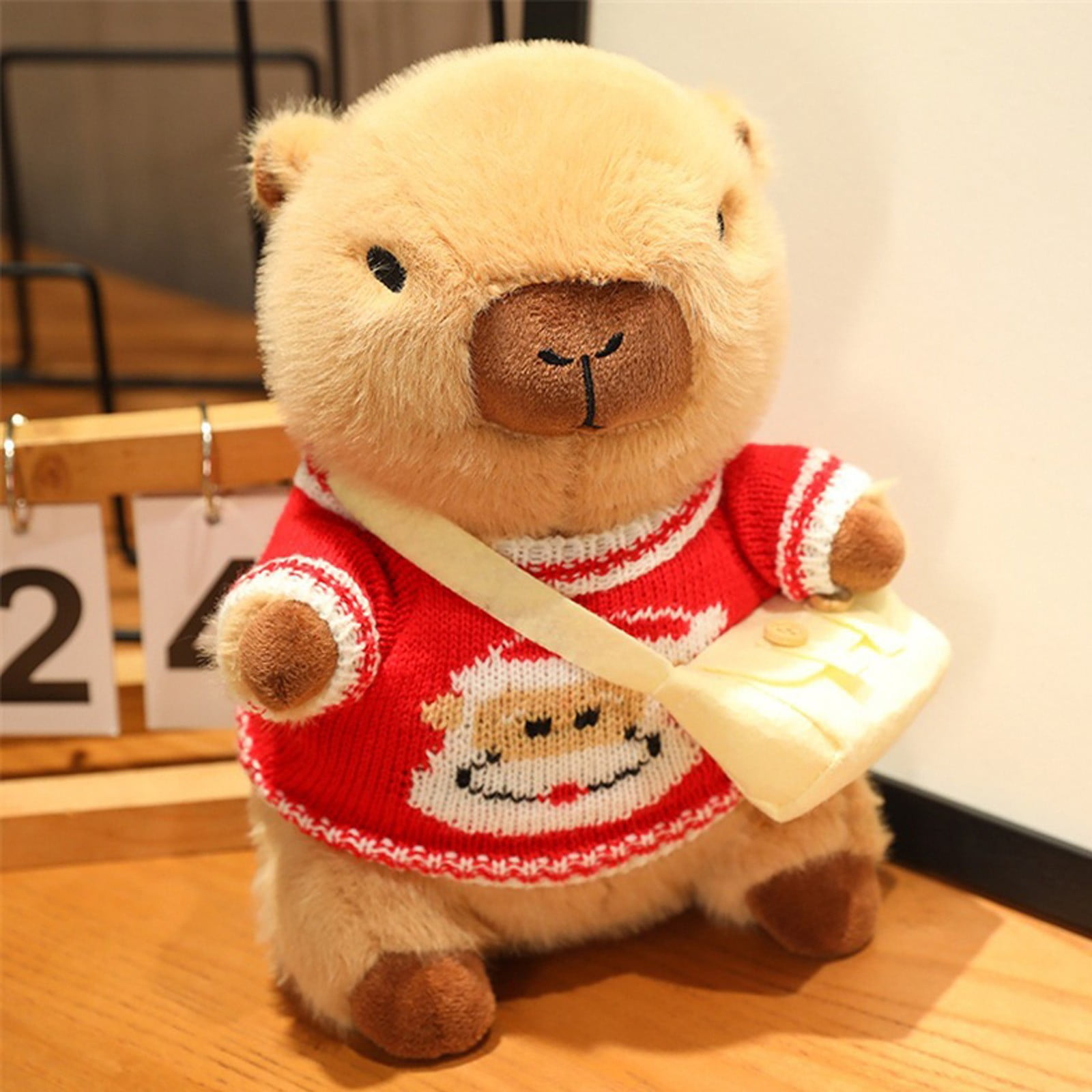 9.84" Capybara Plush Toy Set (10Pcs) - 2*Plush Dolls & 2*Clothings & 2*Hat & 2*Bags & 2* Scarves - Cuddly Soft Huggable Stuffed Animals Toy Pillows, Perfect Gifts for Women Teens & Fans
