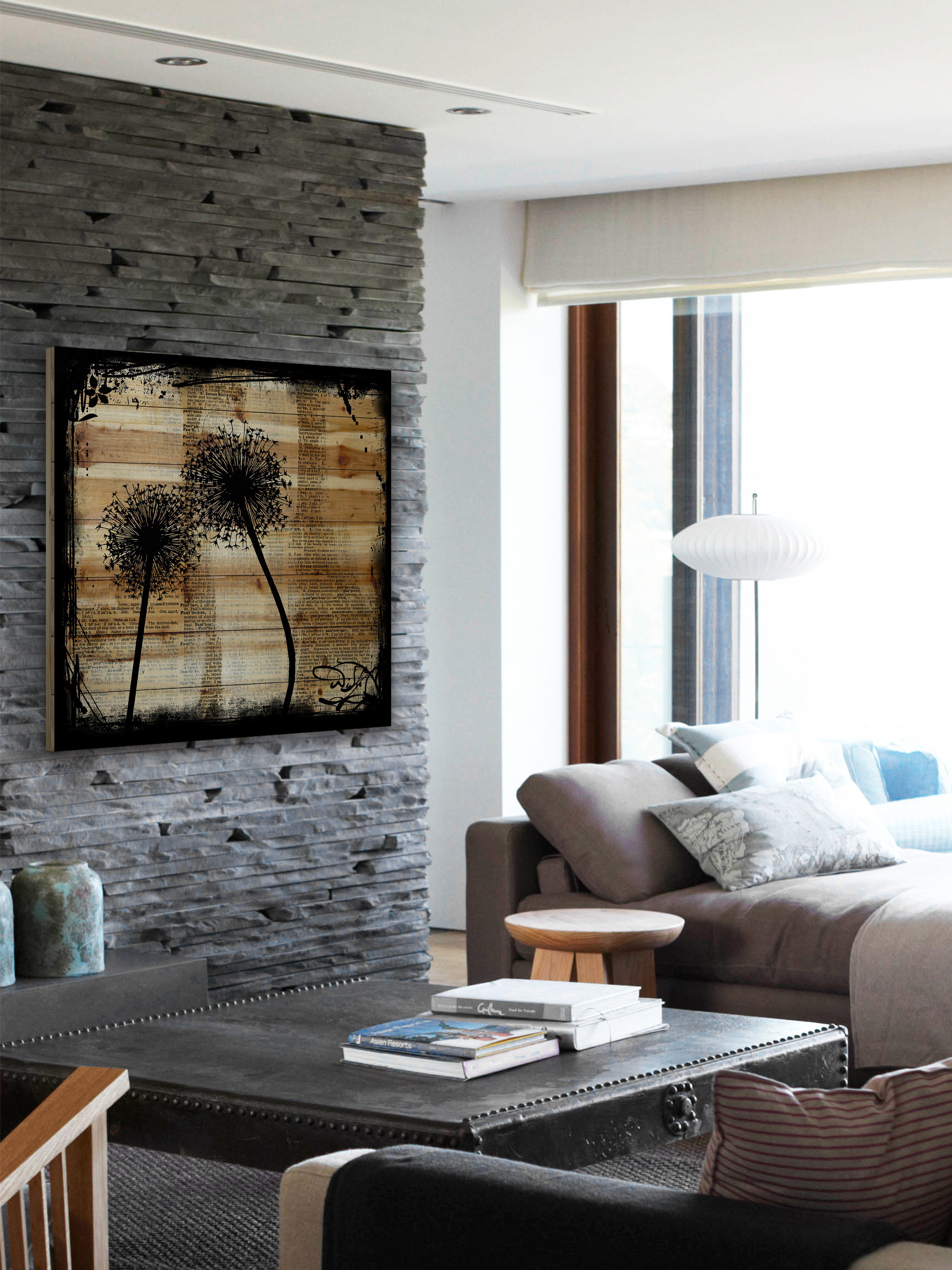 "Wish Dandy" Painting Print on Natural Pine Wood