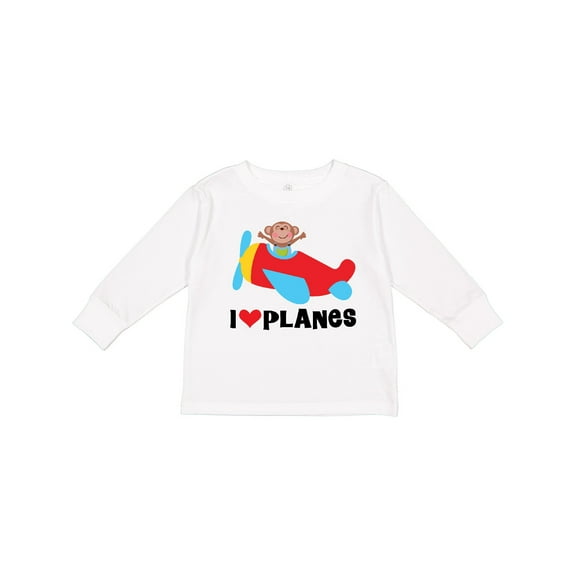Inktastic Airplane I Love Planes Boys Long Sleeve Toddler T-Shirt