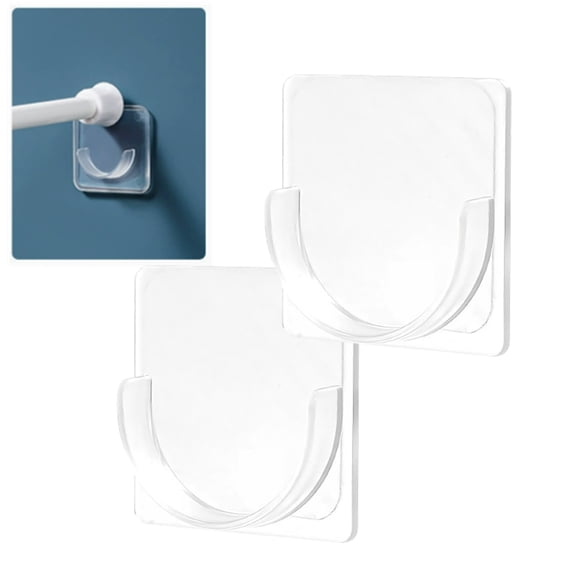 Fmxomd Shower Rod Holder with Strong Adhesive, 2 Pack Shower Curtain Rod Holder for Wall, Tension Curtain Rod Bracket No Drilling (Rod not Included)