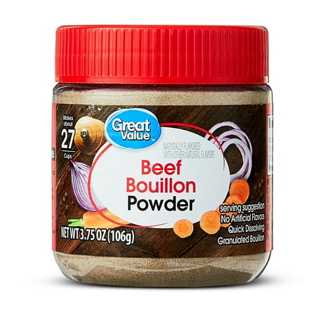 Great Value Beef Bouillon Powder 3.75 oz Jar, (Shelf Stable)
