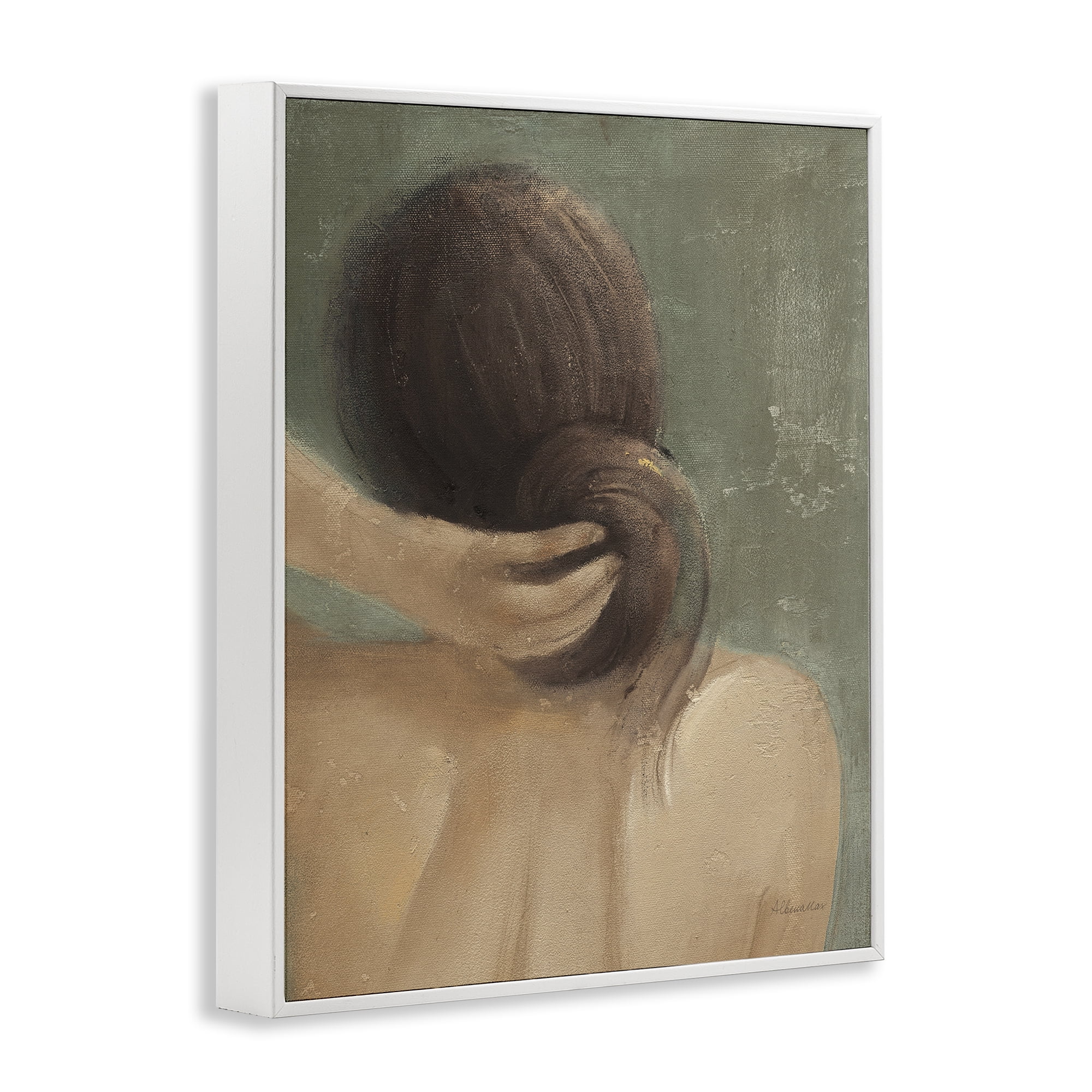 Stupell Industries Classic Brunette Woman Novelty Painting White Framed Art Print Wall Art, 24 x 30