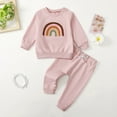 thumbnail image 2 of Xyant Toddler Clothes for Baby Girls Cute Heart Embroidery Long Sleeve Sweatshirt Pants Girls Warm Fall Winter Outfits Set (Pink,2-3 Years), 2 of 7